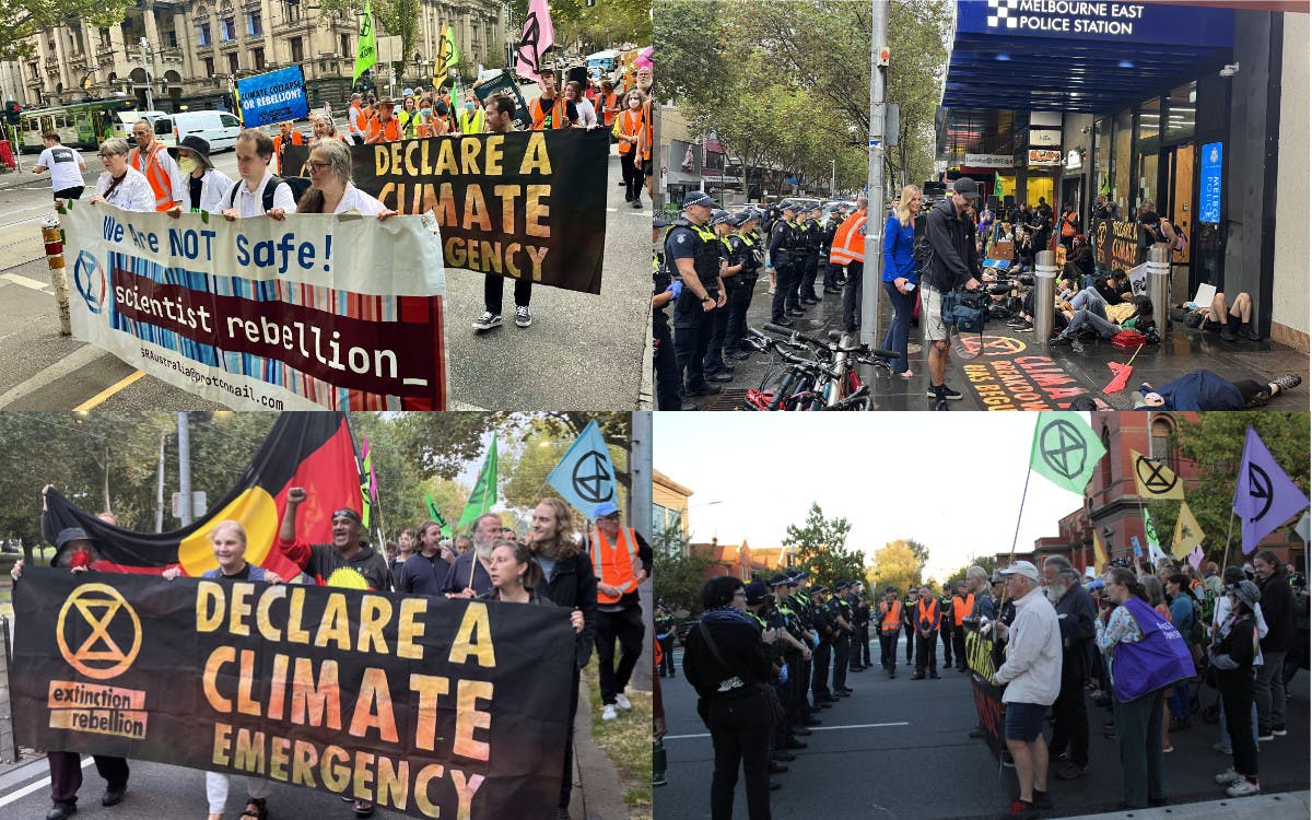 Civil disobedience in Melbourne's CBD sounds the alarm on the climate emergency