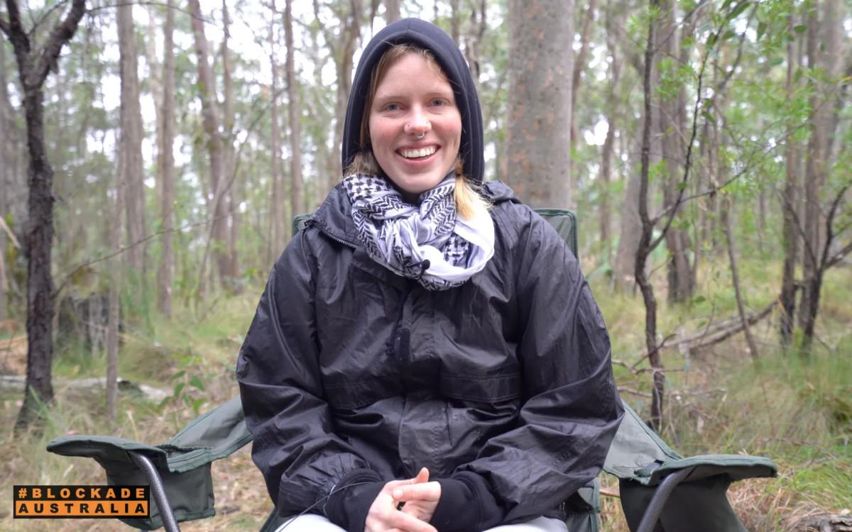 Laura Avery at the Blockade Australia mobilisation