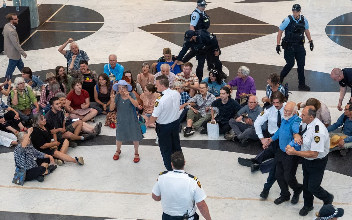 Protest in the Federal Parliament foyer