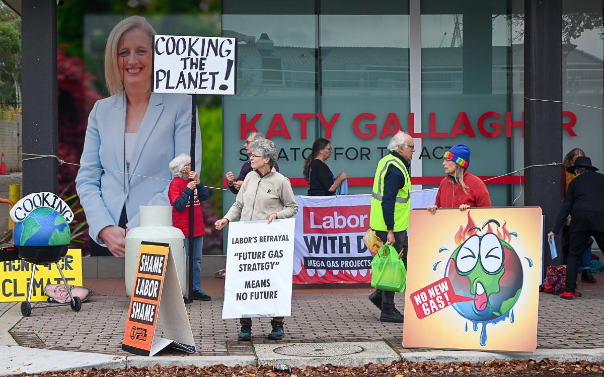 Rise Up protesters at ACT Senator Katy Gallagher's office
