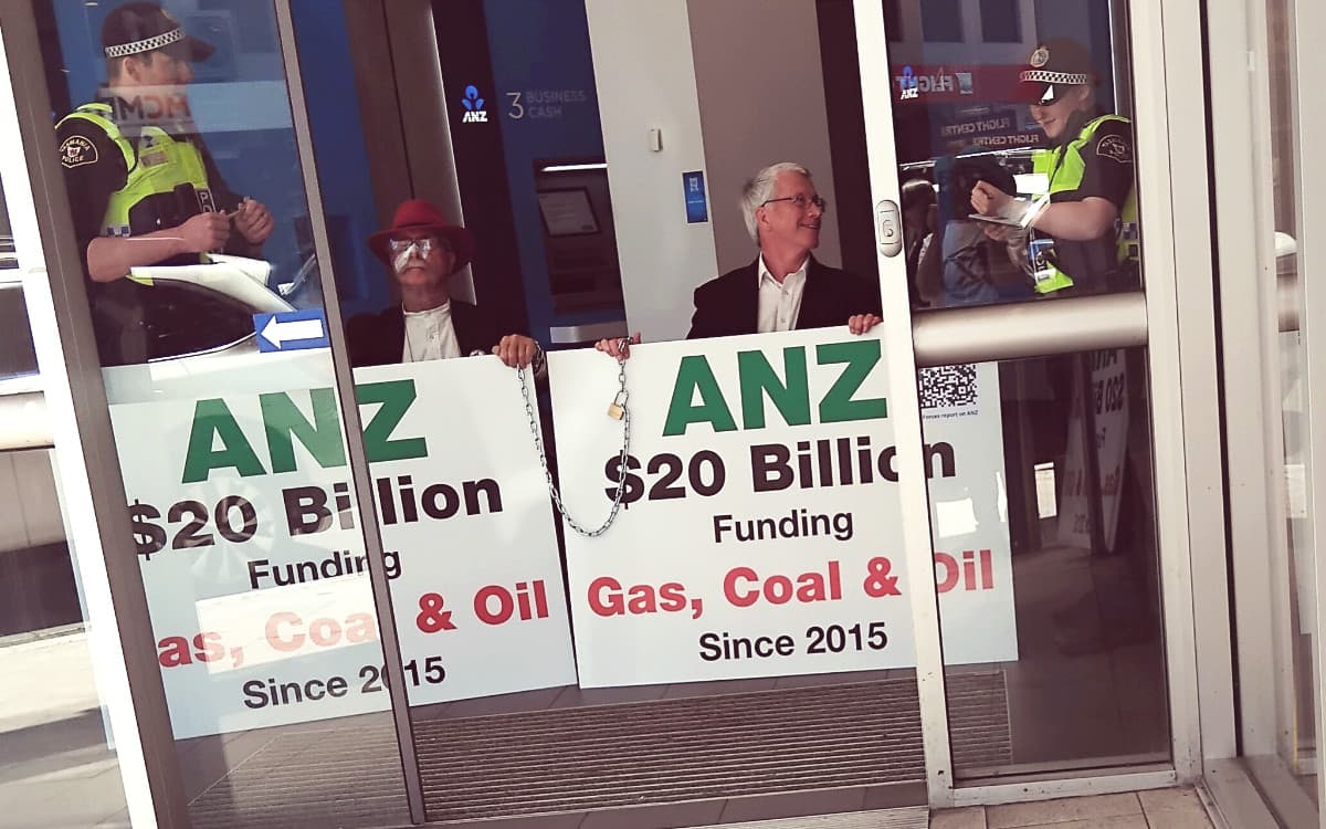 XR Tas protests ANZ funding for fossil fuels