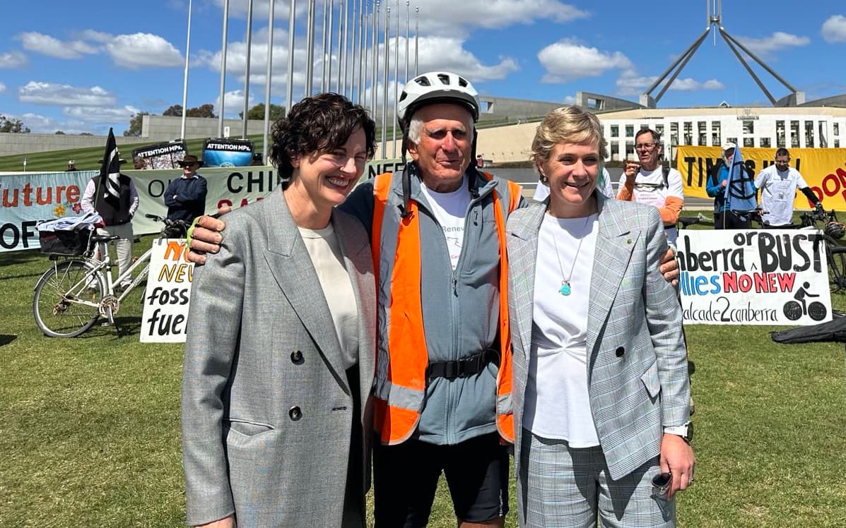 In Canberra: Neville with Kate Cheney and Zali Stegall