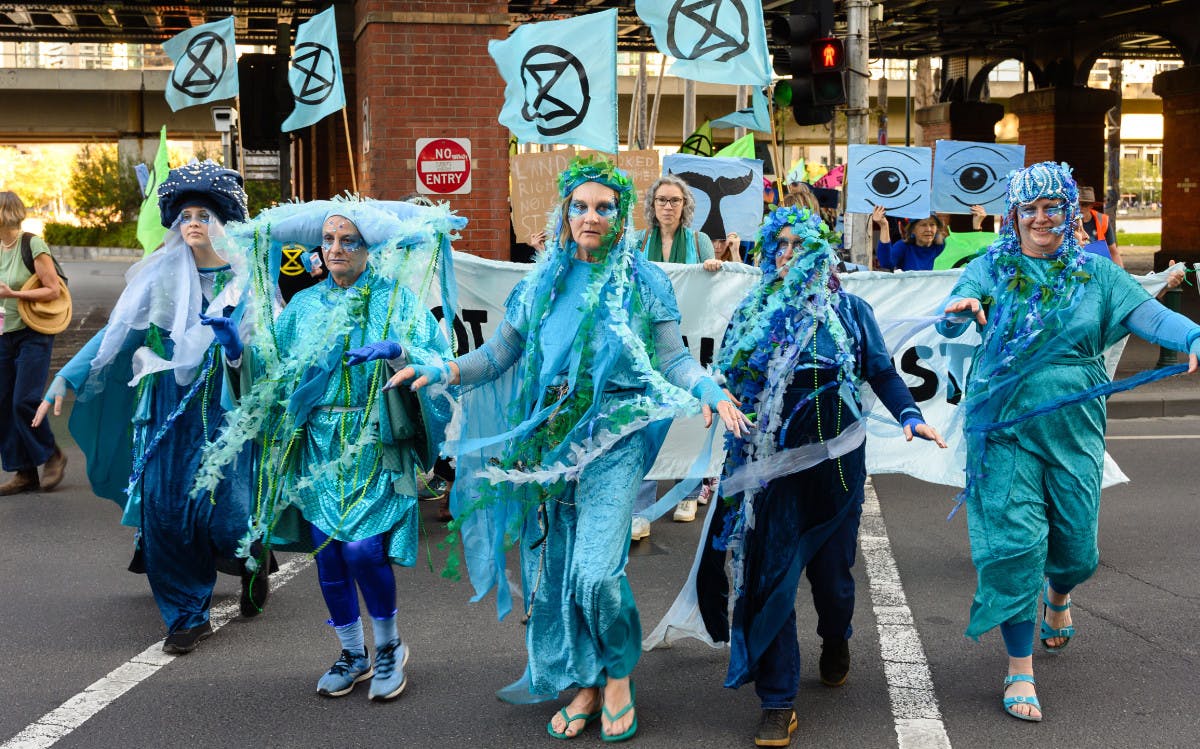 XR Blue Rebels represented sea creatures at the rally