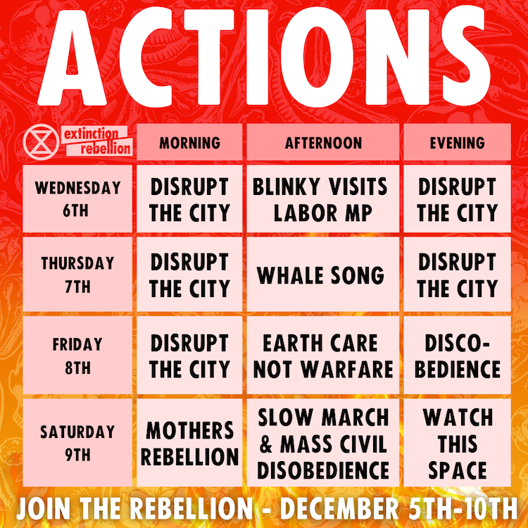 Graphic version of the December Rebellion Actions Schedule described on this page