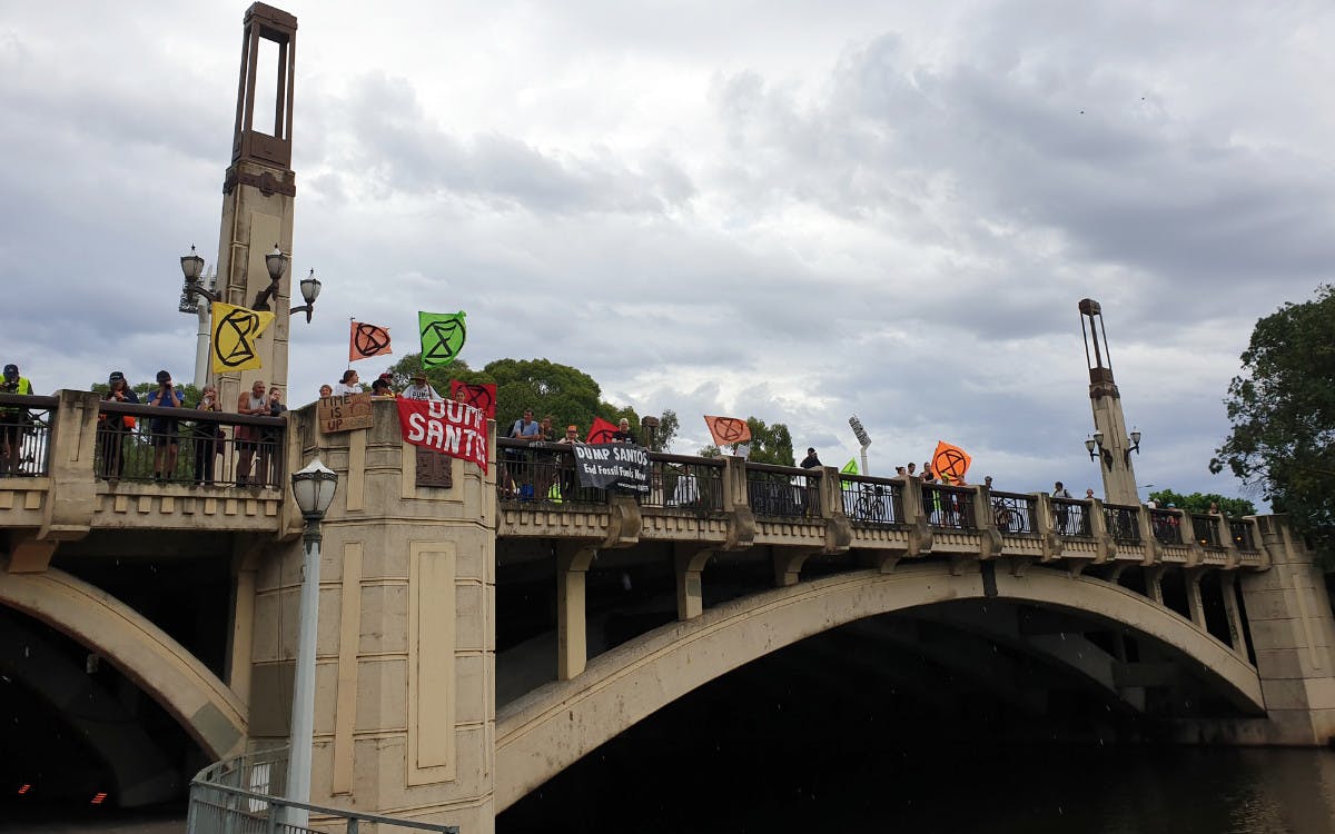 Banner drop on a Adelaide bridge