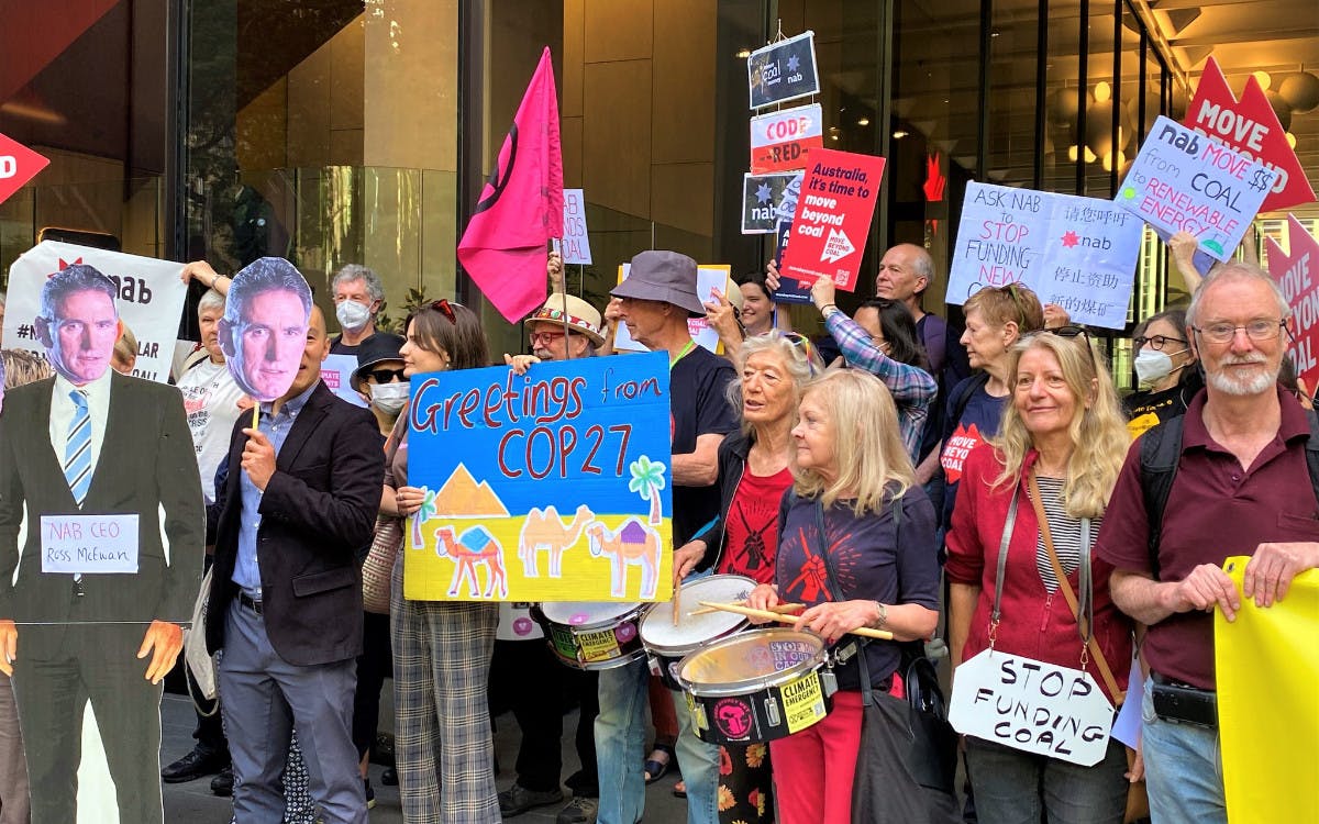 Sydney protest outside the NAB HQ
