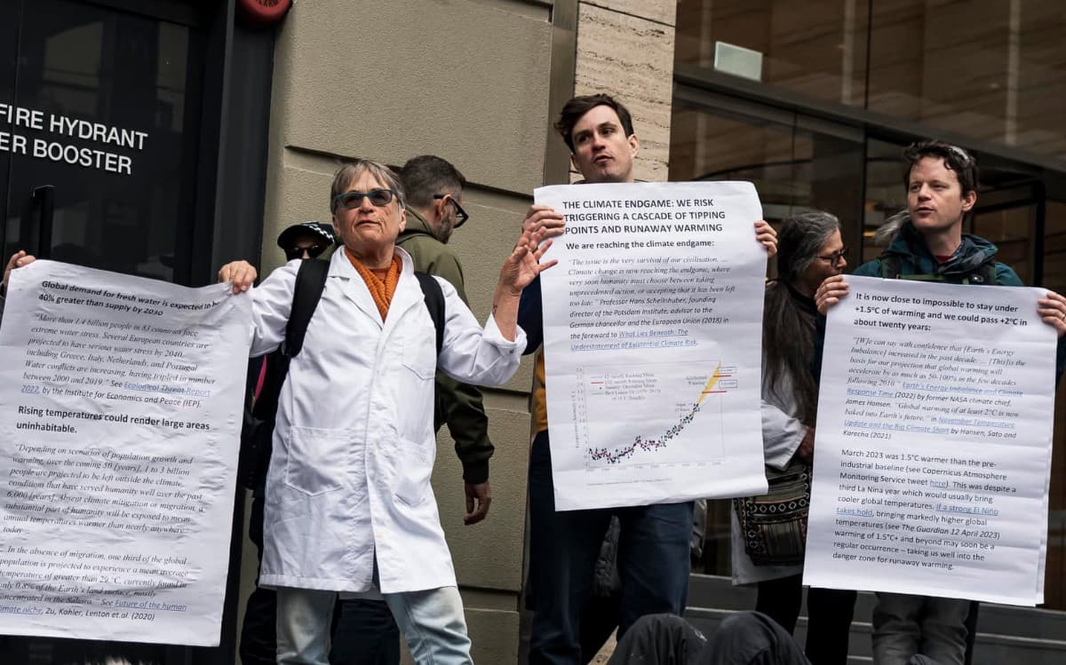 Scientist Rebellion and others protest at the NAB Head office in Melbourne