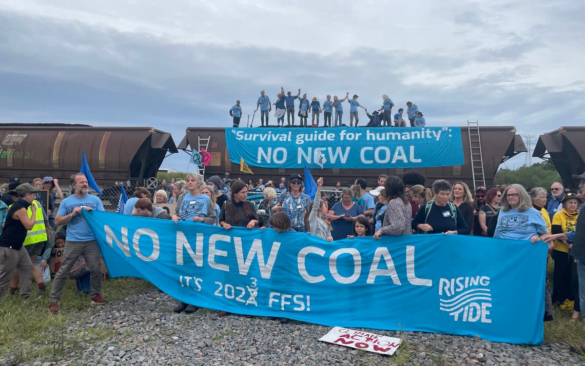 Rising Tide protesters occupy a coal train at Newcastle, NSW