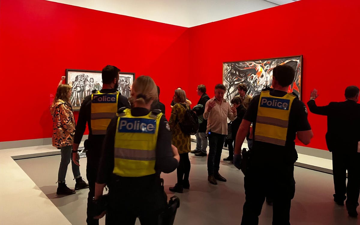 Police enter the art gallery