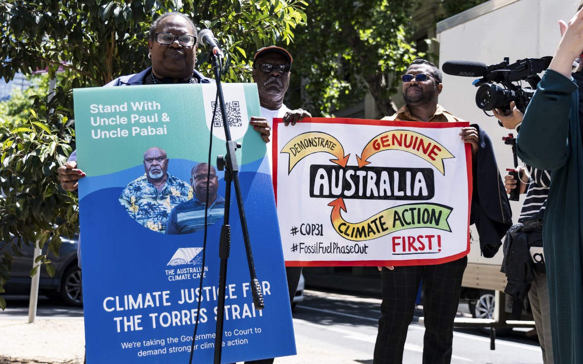 Torres Strait Islanders including elders Pabai Pabai and Paul Kaba
