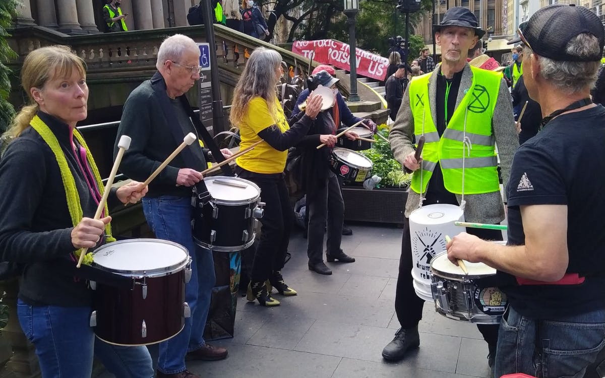 XR Drummers at the Sydney rally