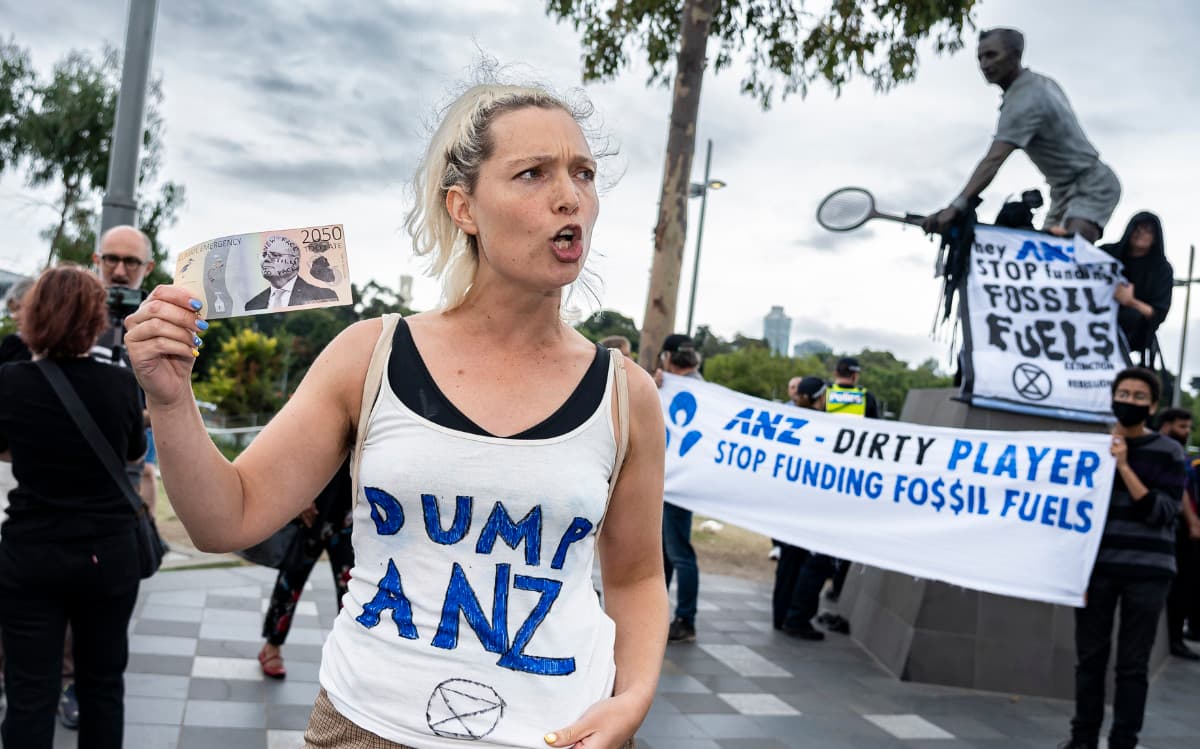 XR Vic rebel Freya adding energy to the protest