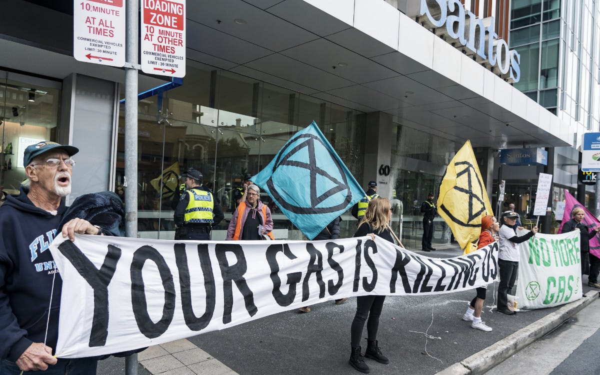 An XR SA protest outside Santos HQ earlier this year