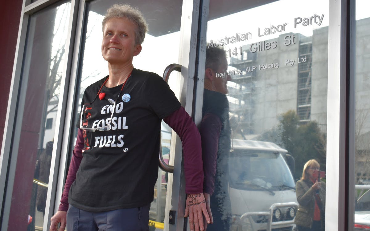 Rebel Cathy glued onto Labor HQ