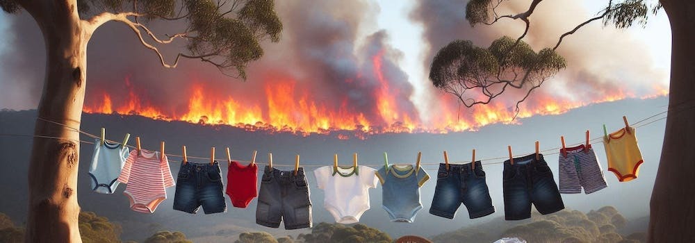Fire on the horizon. Washing on the line.