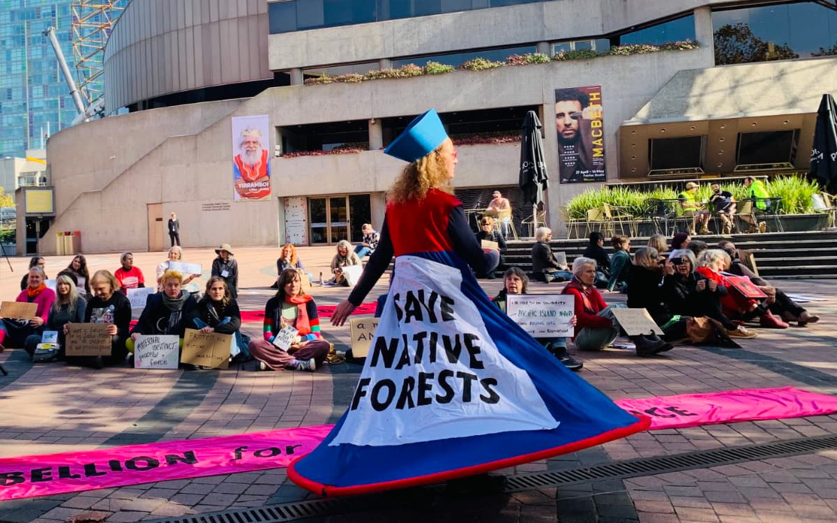 A member of Sybil Disobedients attends the Melbourne action