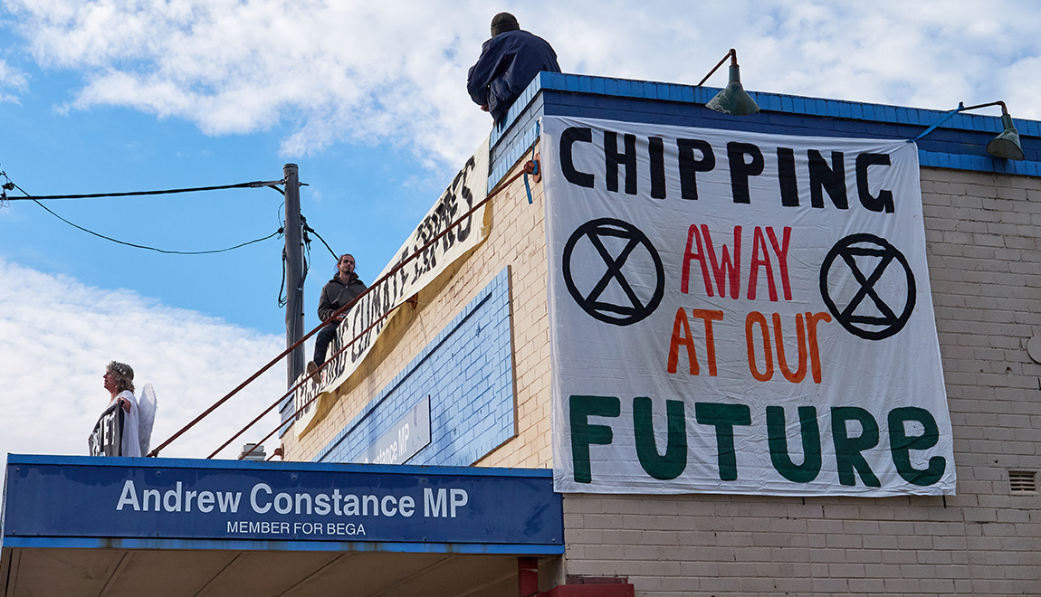 Bega Valley rebels highlight forest destruction for wood-chipping and the climate emergency