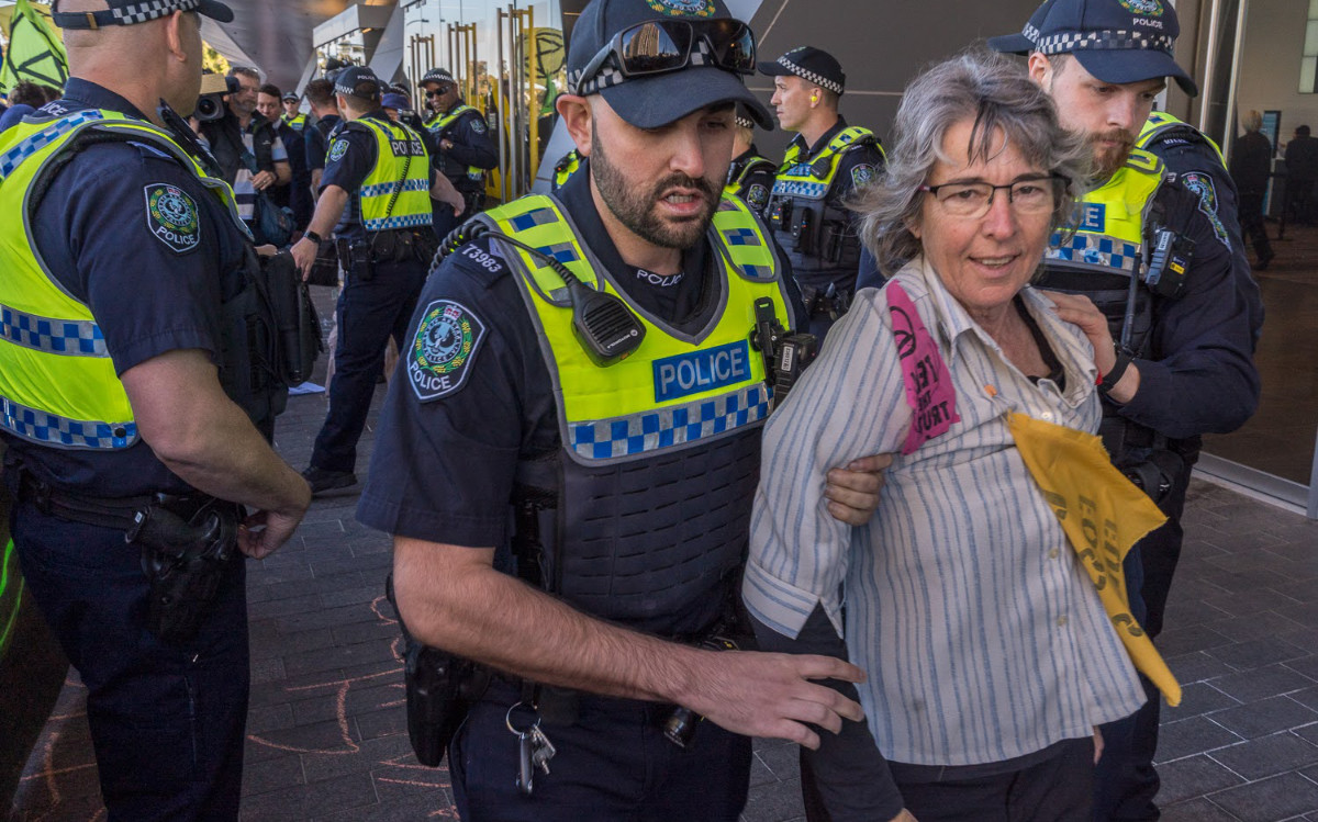 Protester being arrested