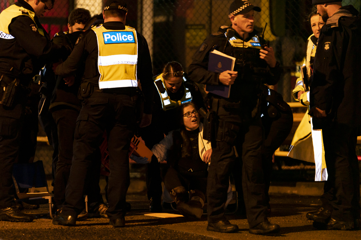 Karen with police during unlocking process