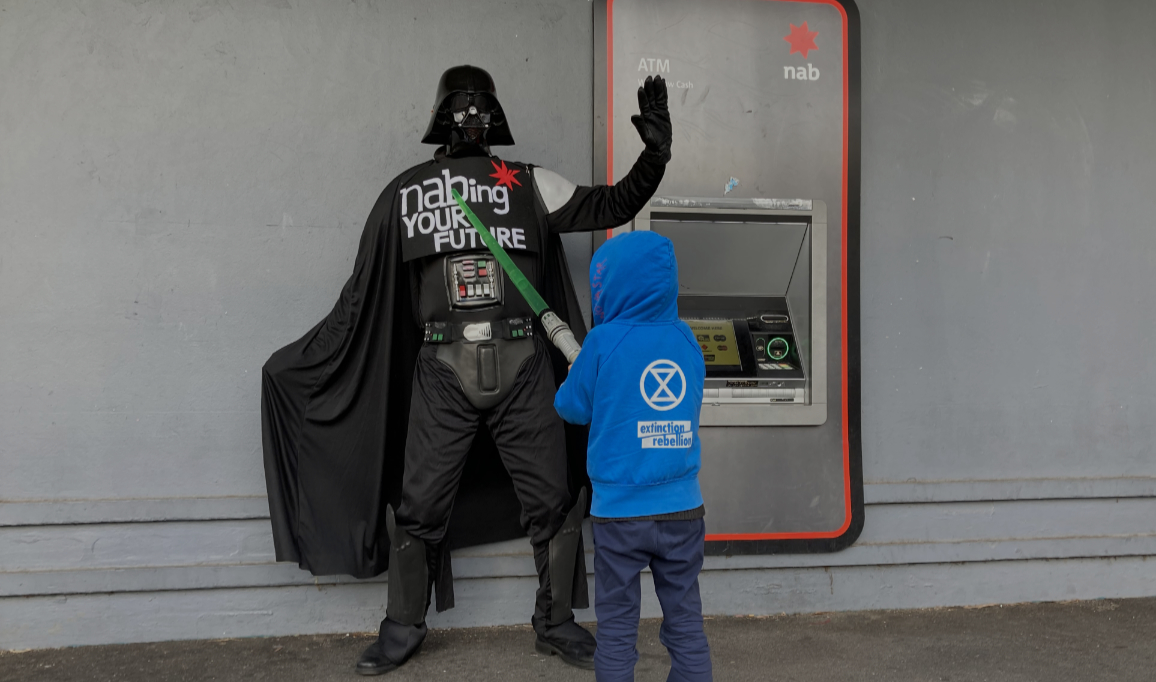 The Star Wars-themed protester outside NAB