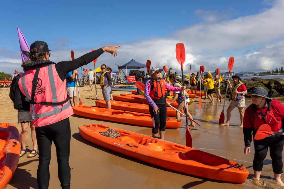 Boats launching at the Newcastle Port blockade