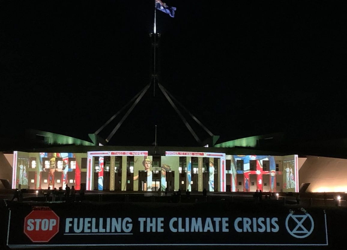 Projection on Aus Parliament House
