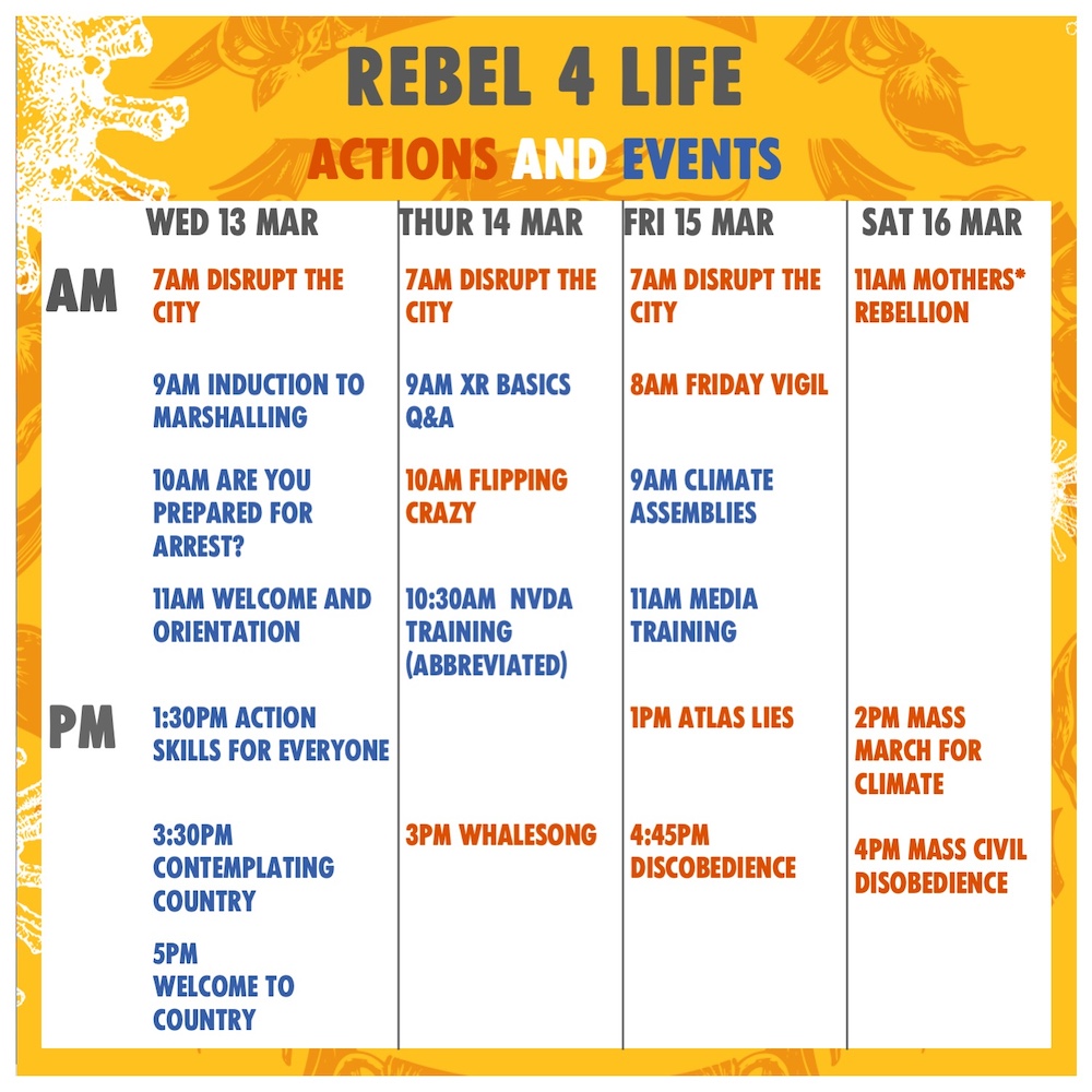 Rebel for Life Schedule 13 to 16 March