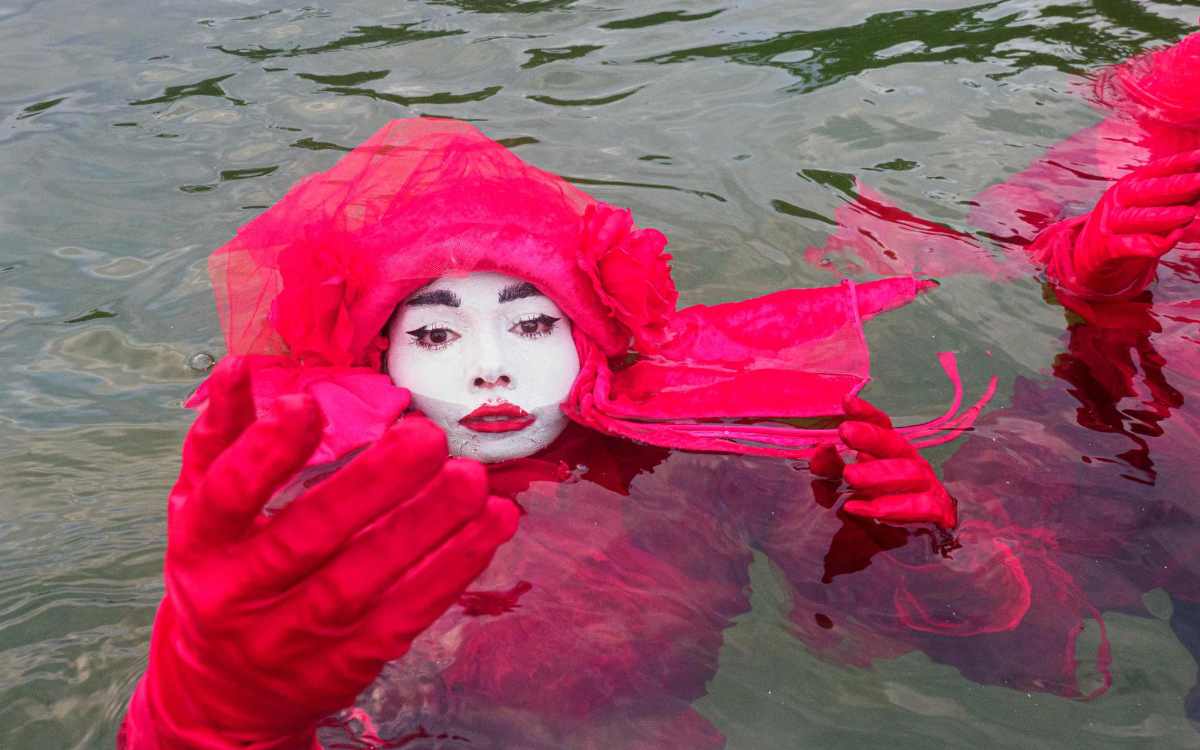 Red Rebels protest the Tasmanian fish farming industry