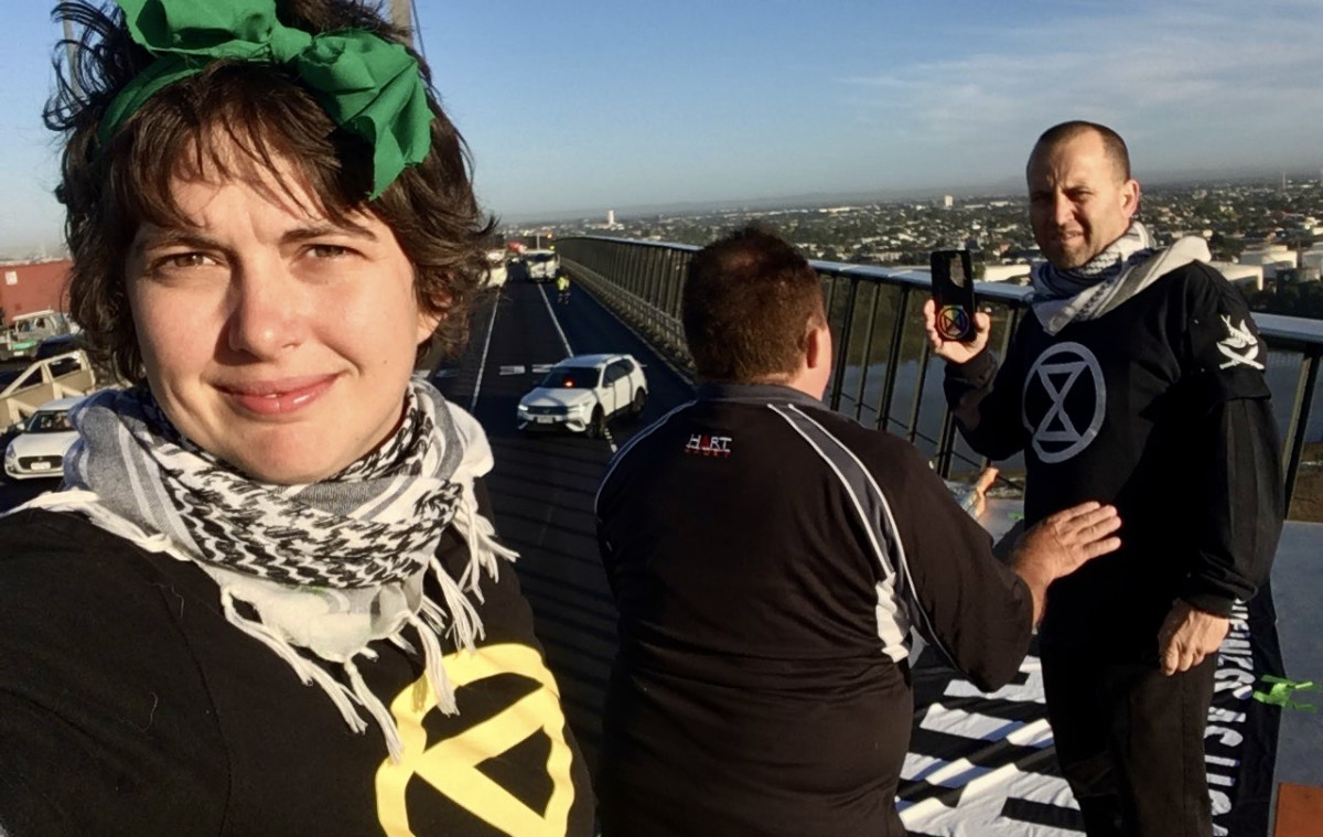Violet, Brad and Joe on the truck blocking the Westgate Bridge