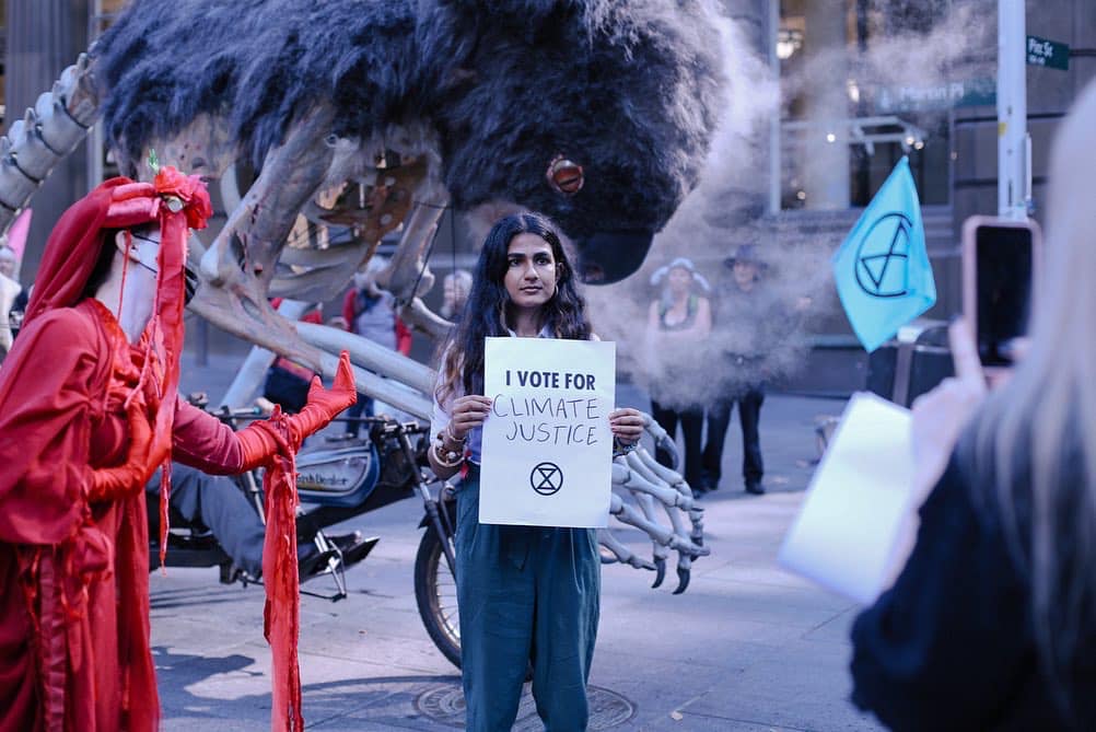 Varsha at the 'Vote like it’s an emergency' protest