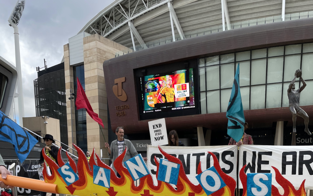 Outside the Santos AGM at the Adelaide Oval