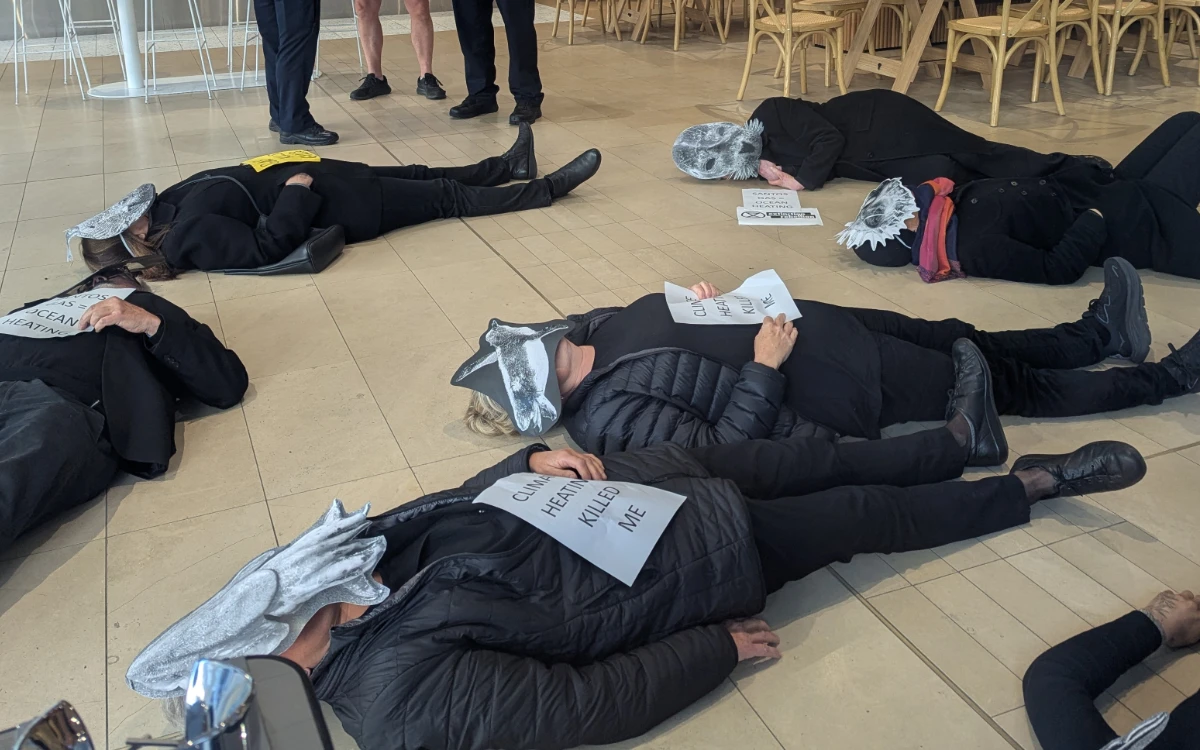 die-in inside the Adelaide Santos HQ