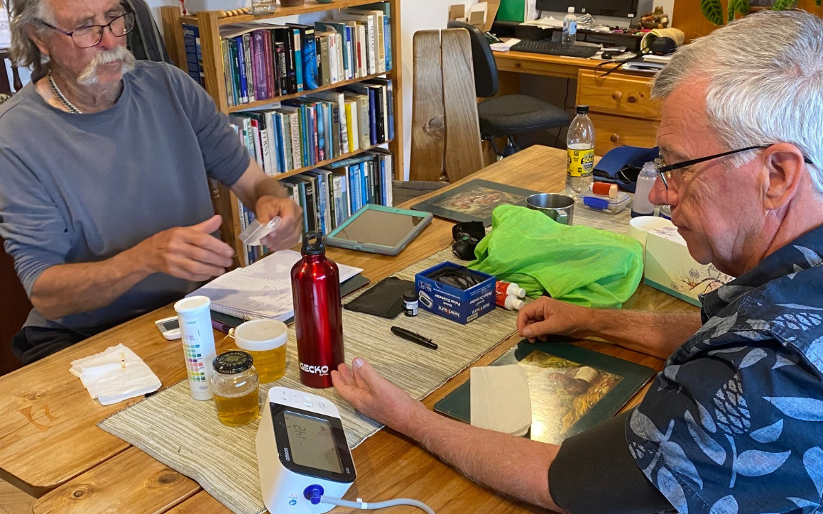 Scott and Jeff taking health checks