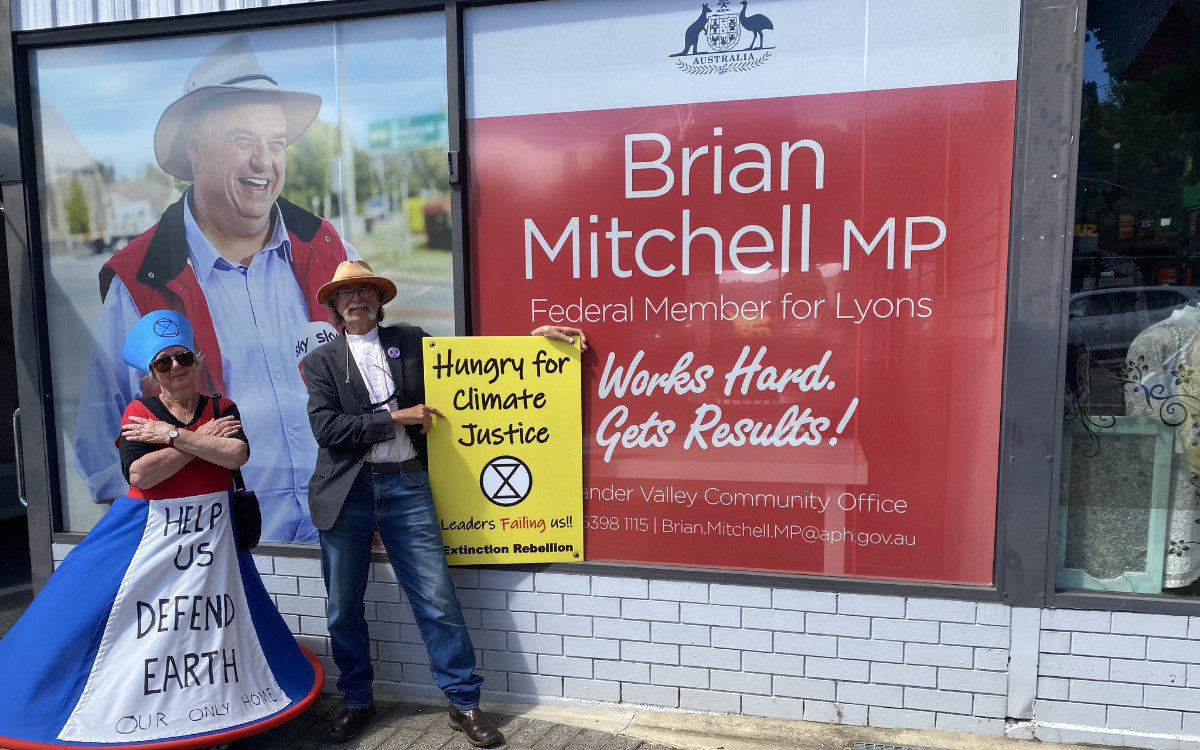 At the office of Brian Mitchell MHR during the the 'Hungry for Climate Justice' Tasmanian Tour