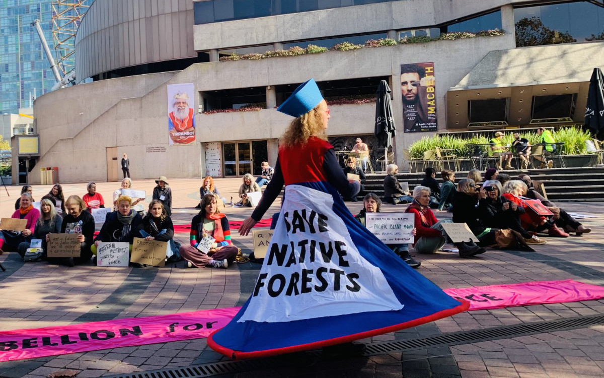 A member of Sybil Disobedients attends the Melbourne action