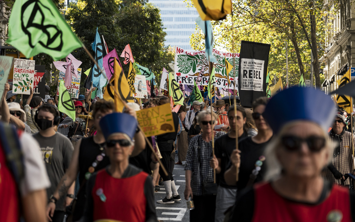 All-in slow march through the city