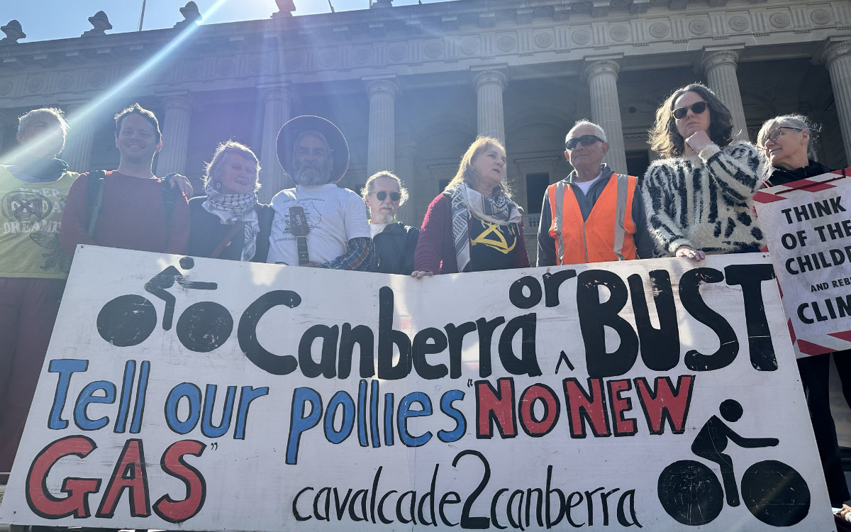 Rally with supporters outside the Victorian Parliament